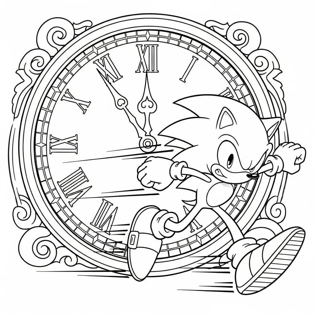 Coloriage Sonic contre le Temps à Imprimer
