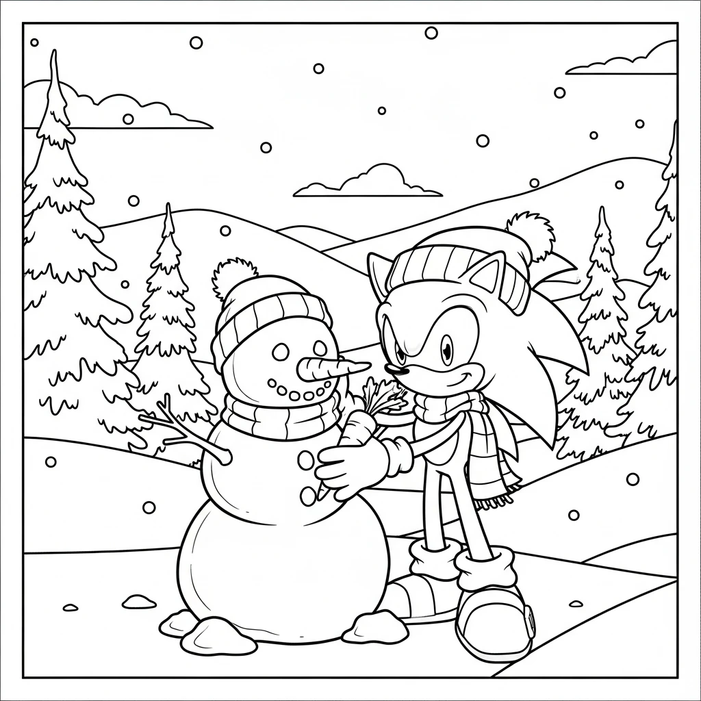 Coloriage Sonic d'Hiver à Imprimer