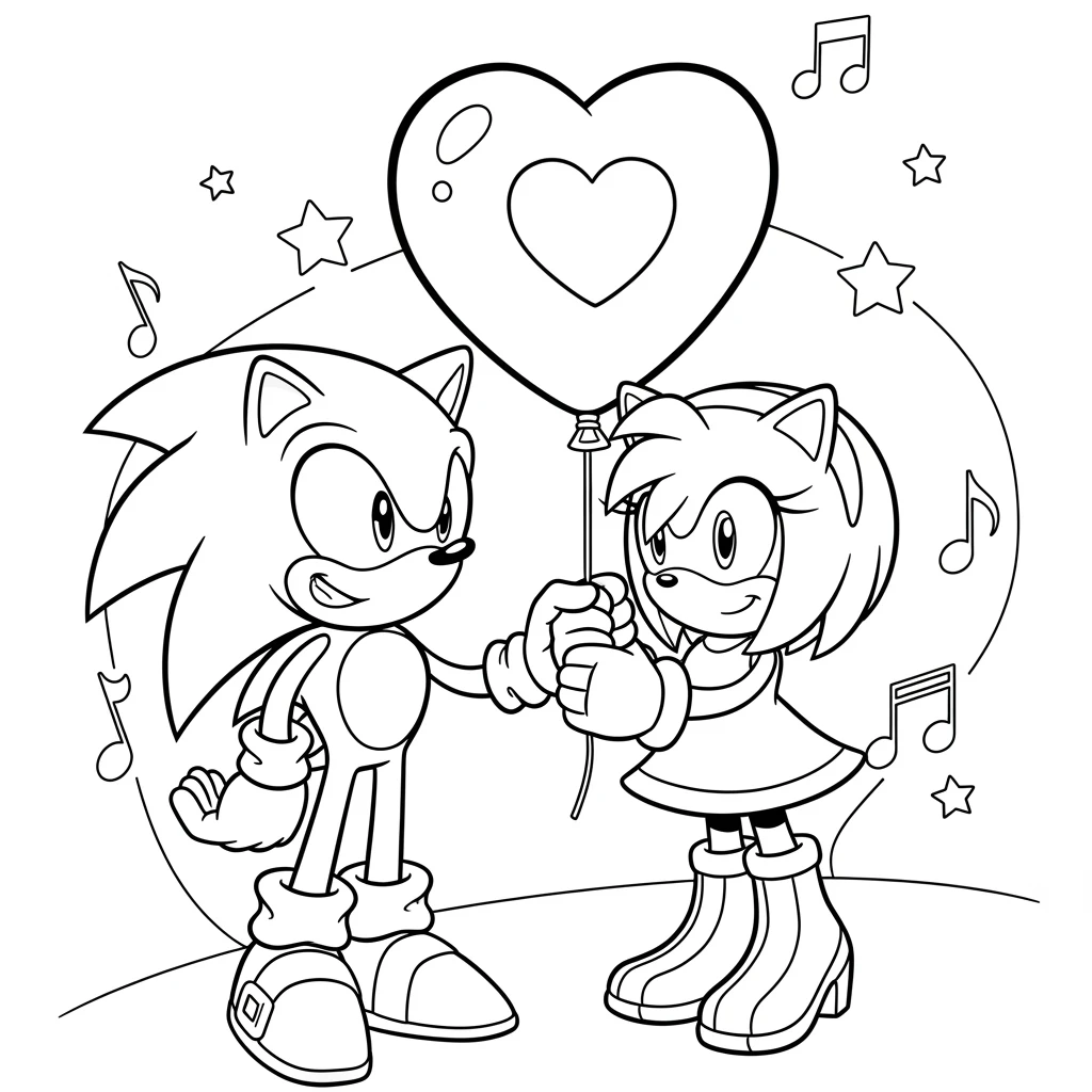 Coloriage Sonic et Amy à Imprimer