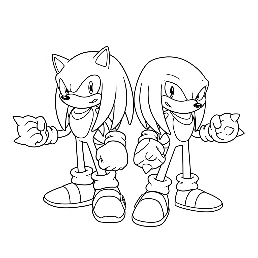 Coloriage Sonic et Knuckles à Imprimer