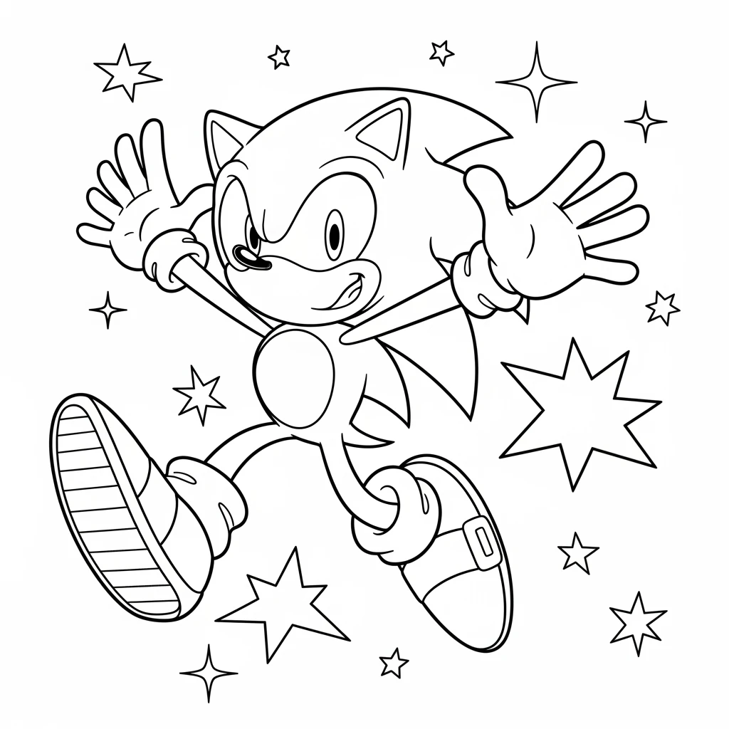 Coloriage Sonic et les Étoiles à Imprimer