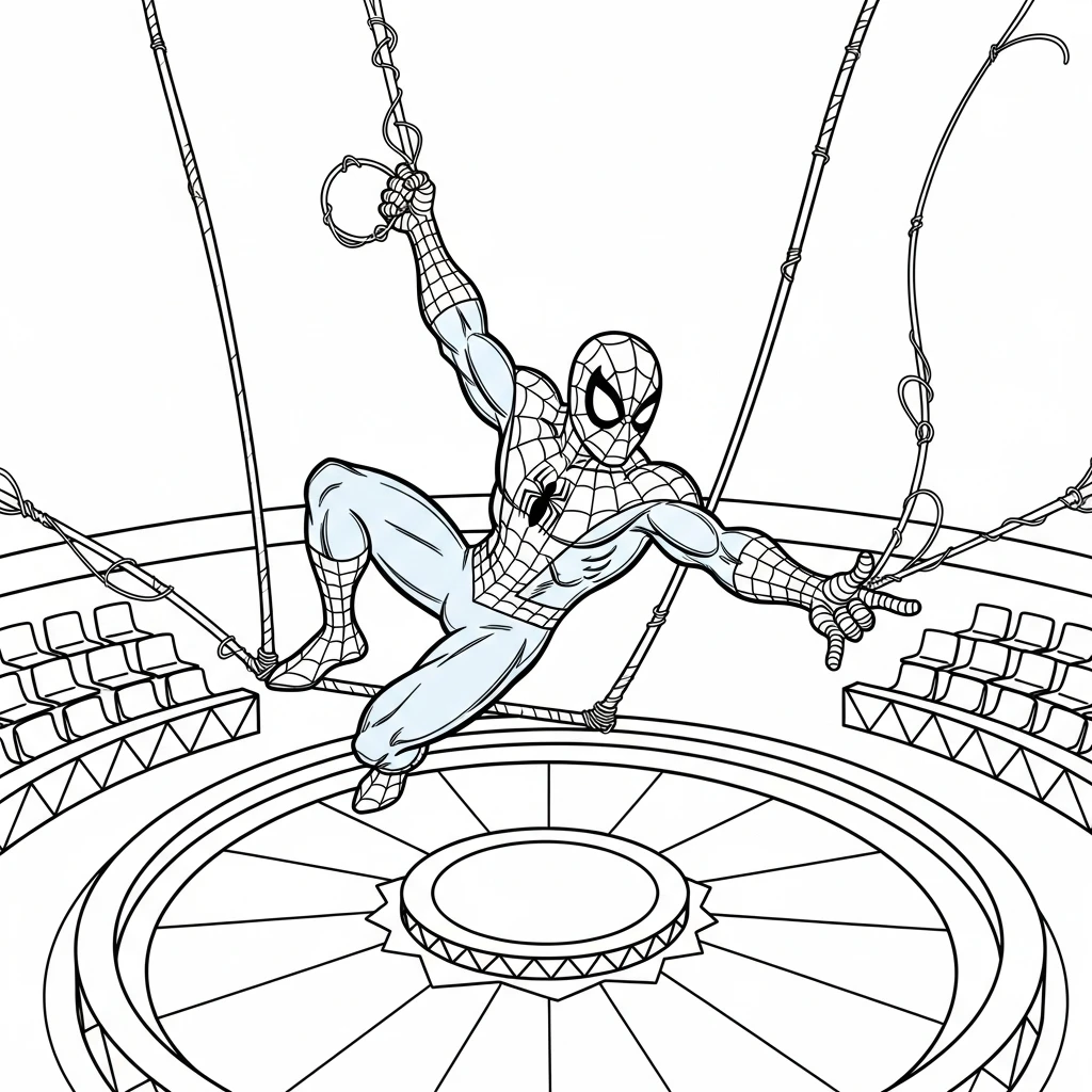 Coloriage Spider-Man Au Cirque à Imprimer