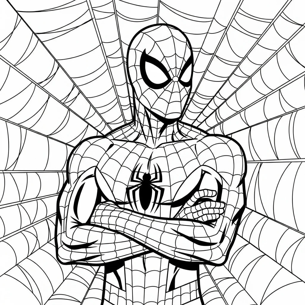 Coloriage Spider-Man Avec Sa Toile à Imprimer