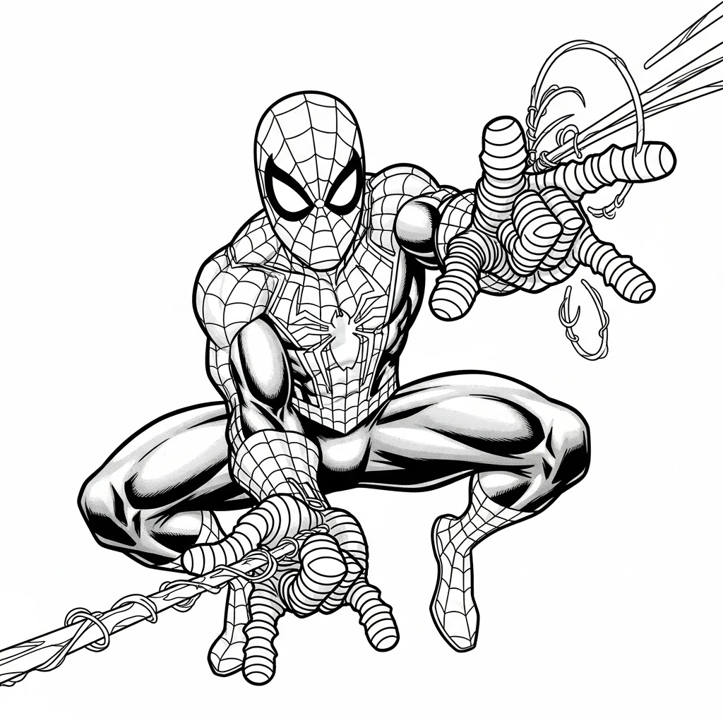 Coloriage Spider-Man Combat à Imprimer