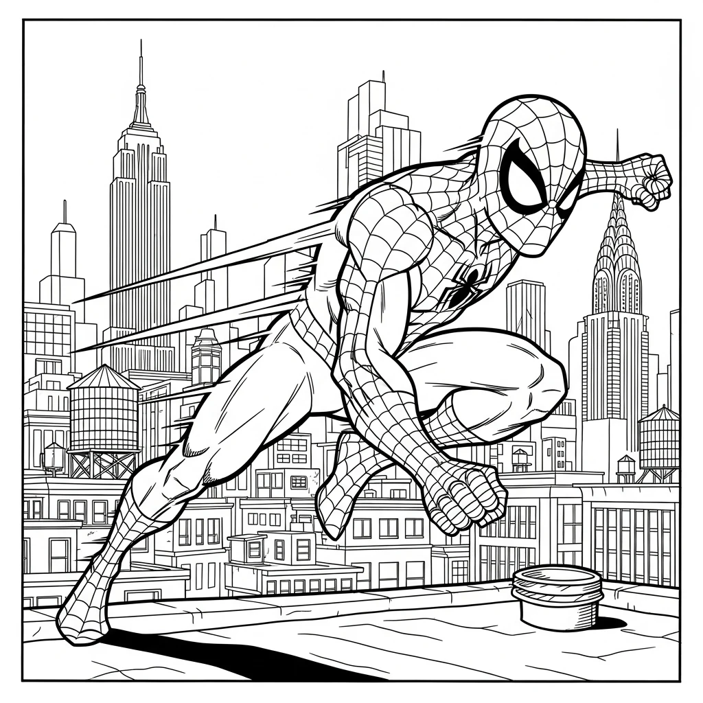 Coloriage Spider-Man Course à Imprimer