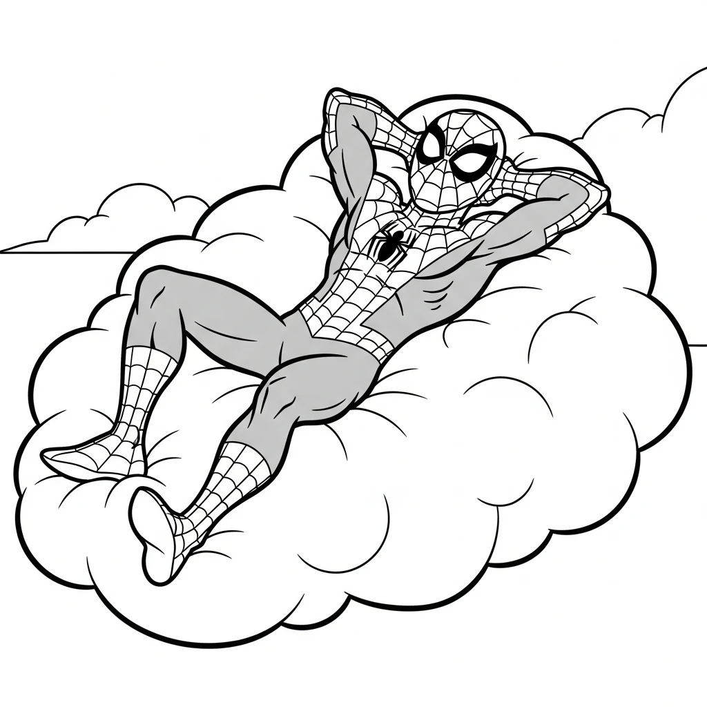 Coloriage Spider-Man En Détente à Imprimer
