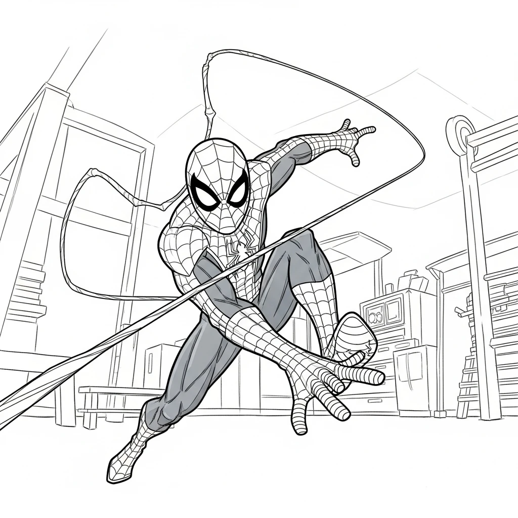 Coloriage Spider-Man Entrainement à Imprimer