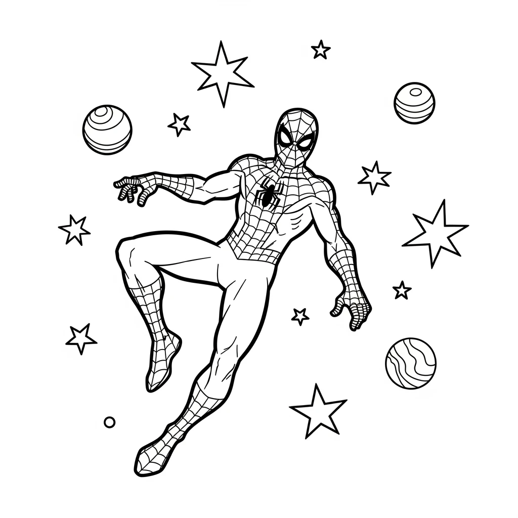 Coloriage Spider-Man Espace à Imprimer