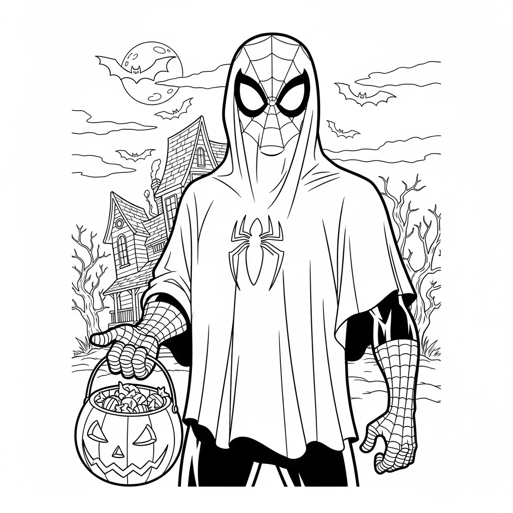 Coloriage Spider-Man Fantôme à Imprimer