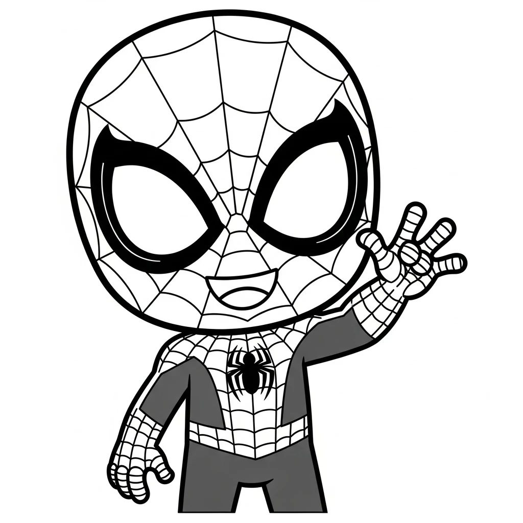 Coloriage Spider-Man Kawaii à Imprimer