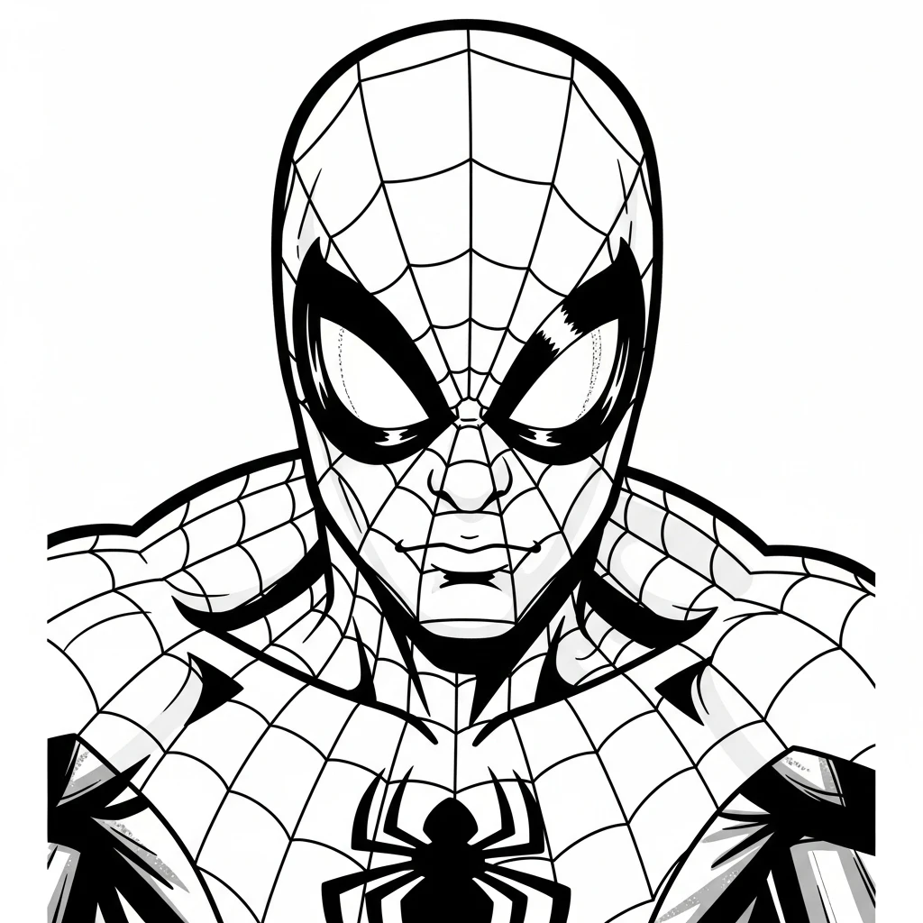 Coloriage Spider-Man Portrait à Imprimer