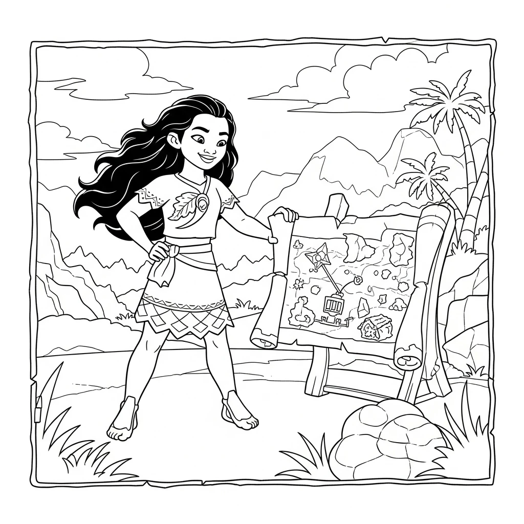Coloriage Vaiana Exploratrice à Imprimer
