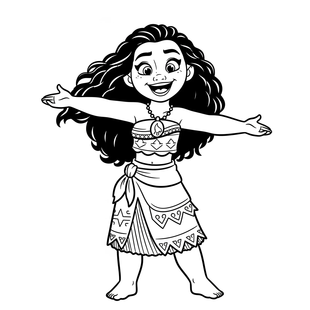 Coloriage Vaiana Kawaii à Imprimer