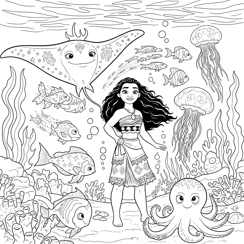 Coloriage Vaiana Magique à Imprimer