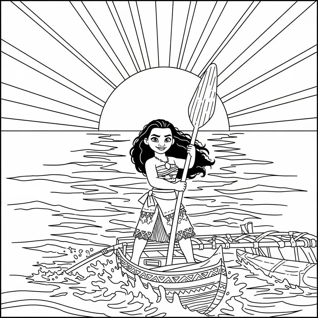 Coloriage Vaiana Navigatrice à Imprimer