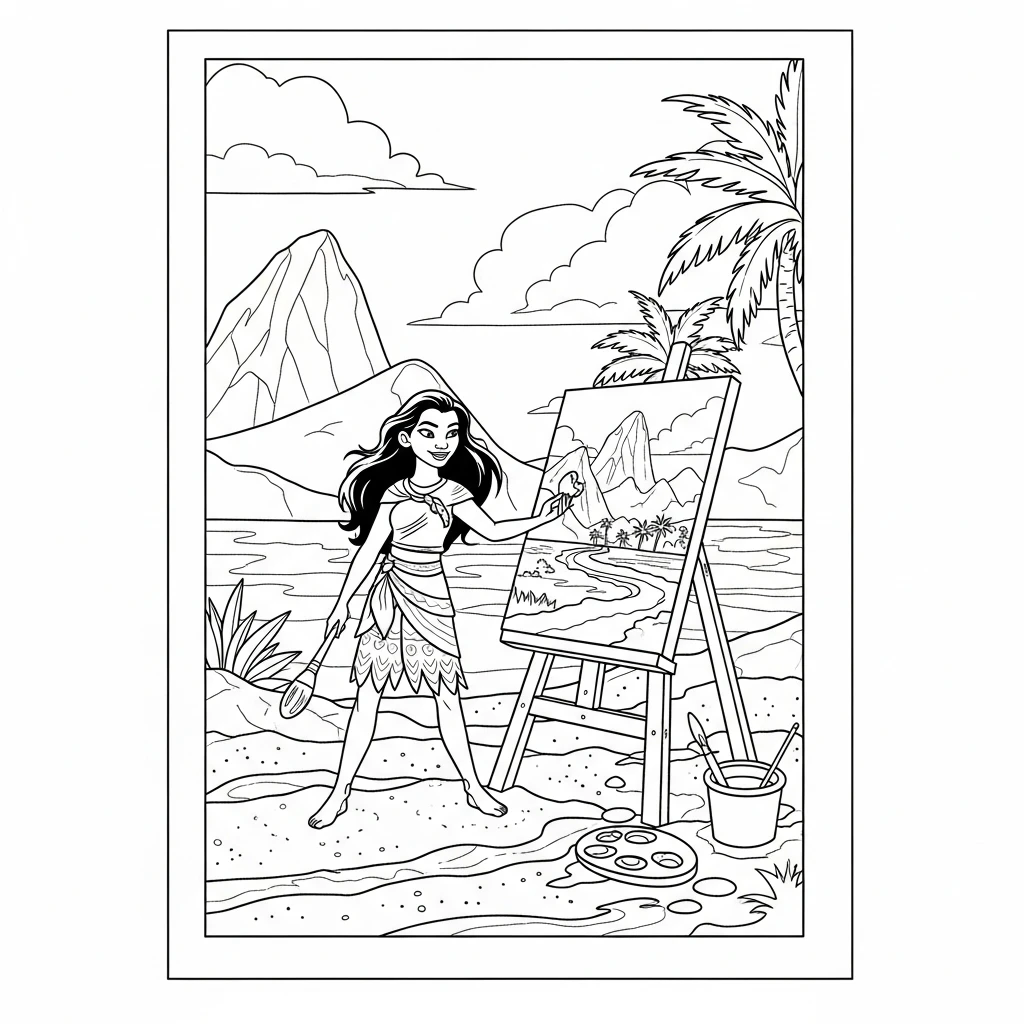 Coloriage Vaiana Peinture à Imprimer