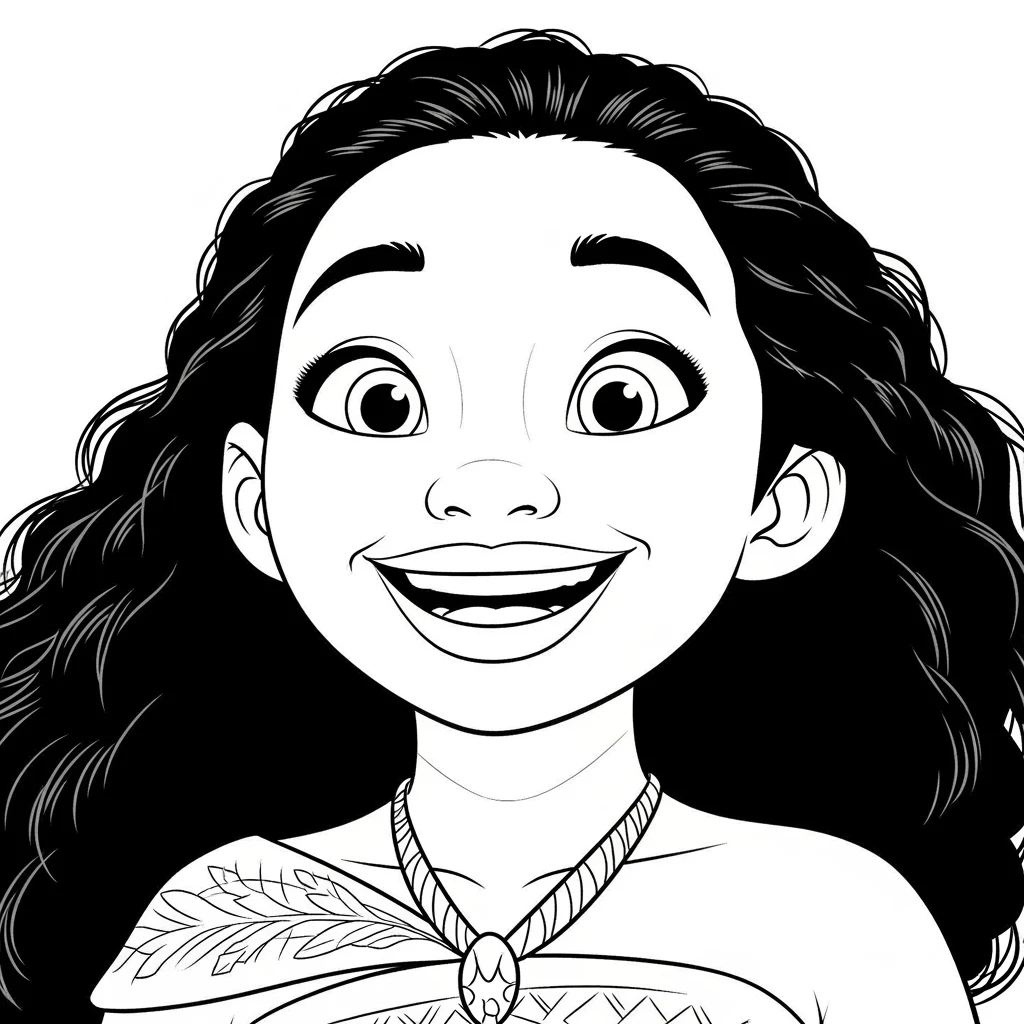 Coloriage Vaiana Portrait à Imprimer