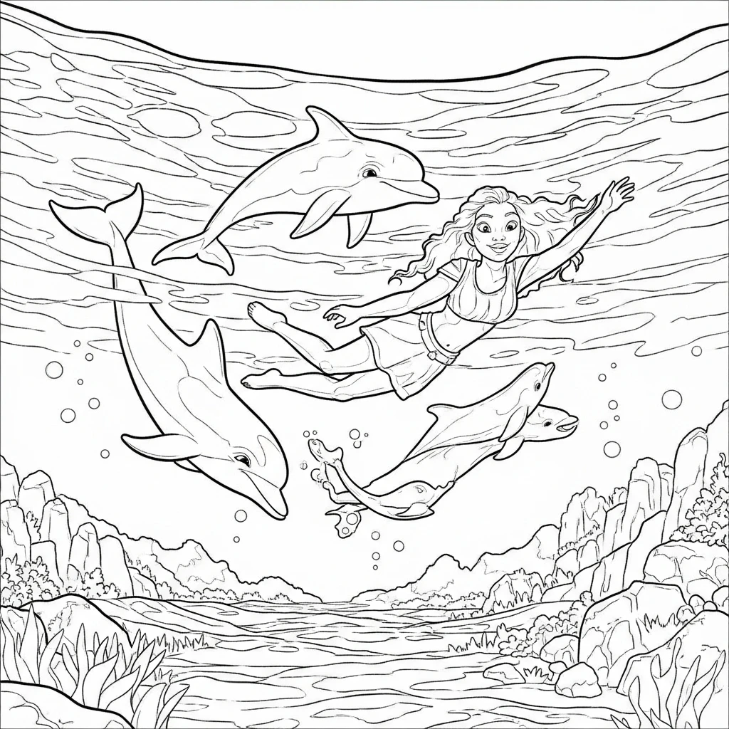 Coloriage Vaiana et le Océan à Imprimer