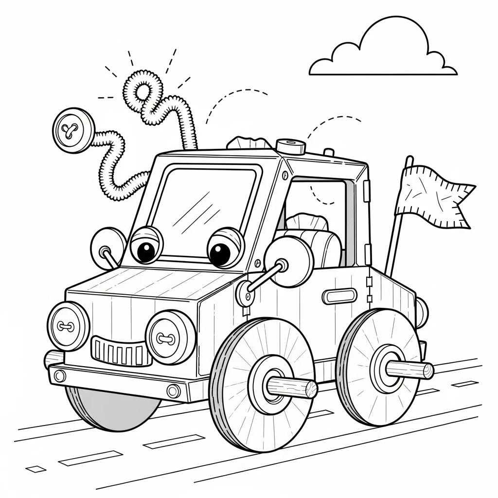 Coloriage Voiture de Bricolage à Imprimer