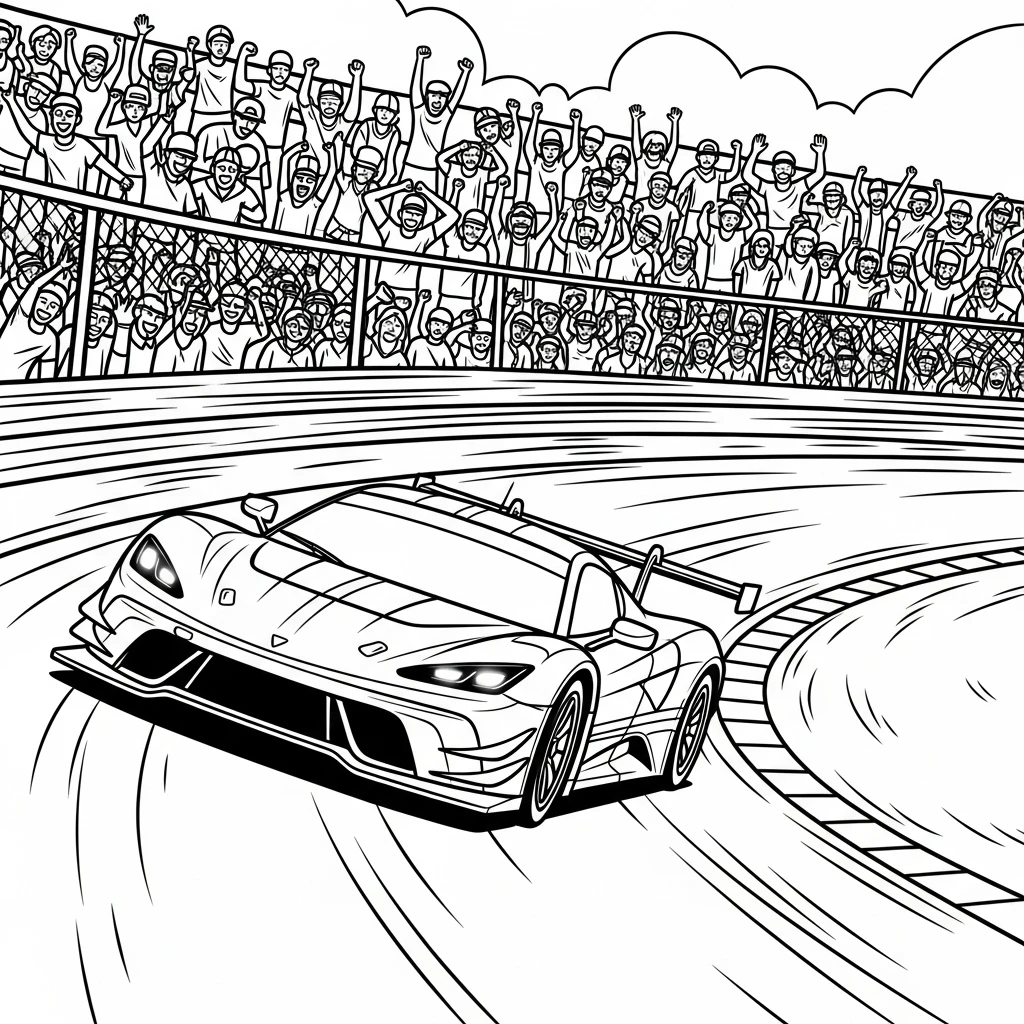 Coloriage Voiture de Course et Piste à Imprimer