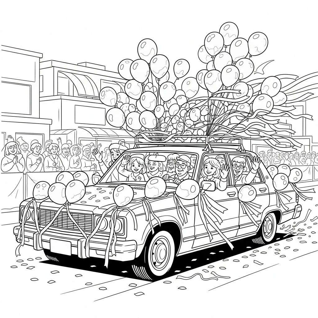 Coloriage Voiture de Parade à Imprimer