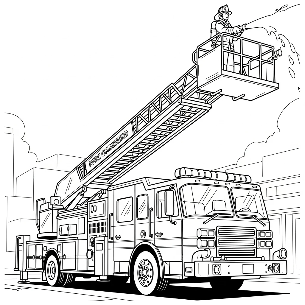 Coloriage Voiture de Pompiers à Imprimer