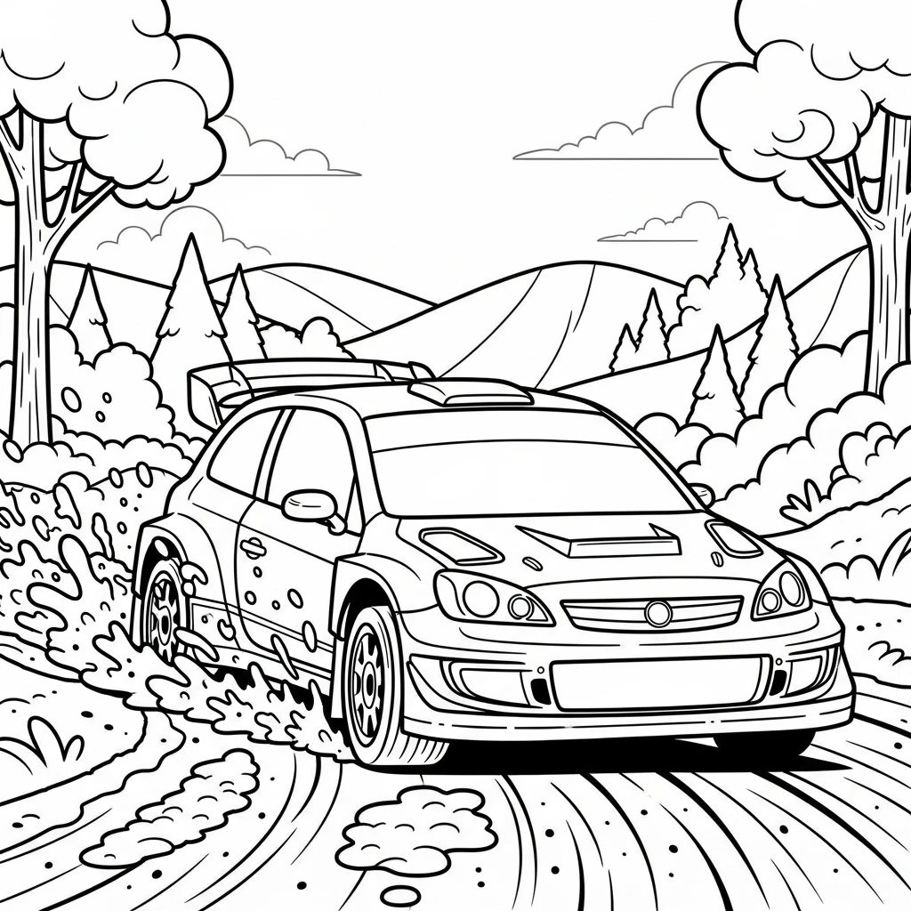 Coloriage Voiture de Rallye à Imprimer