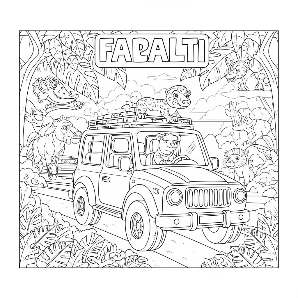 Coloriage Voiture de Safari à Imprimer