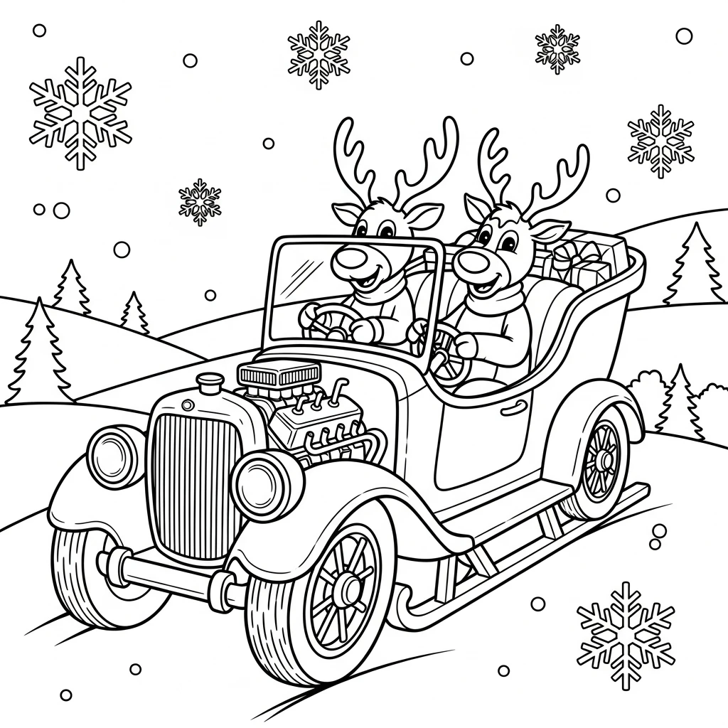 Coloriage Voiture de Traîneau à Imprimer