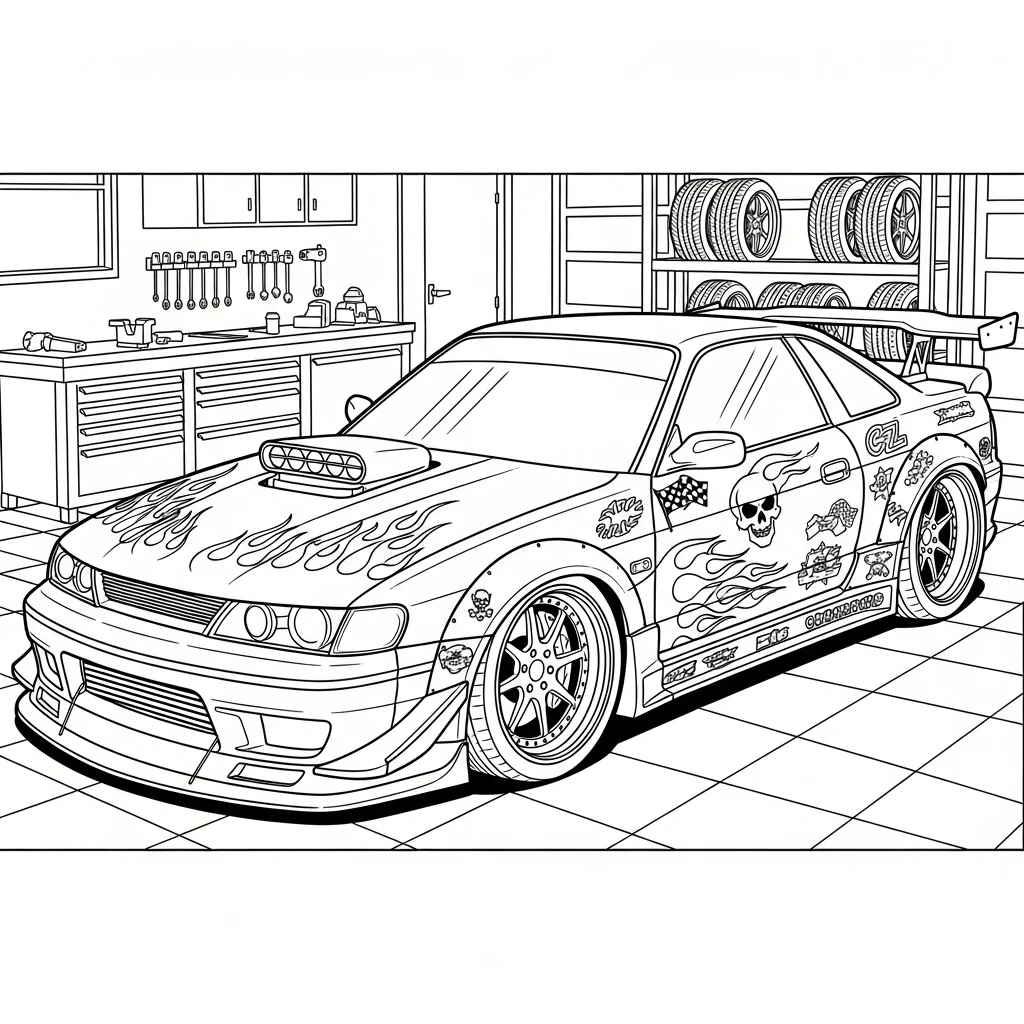 Coloriage Voiture de Tuning à Imprimer