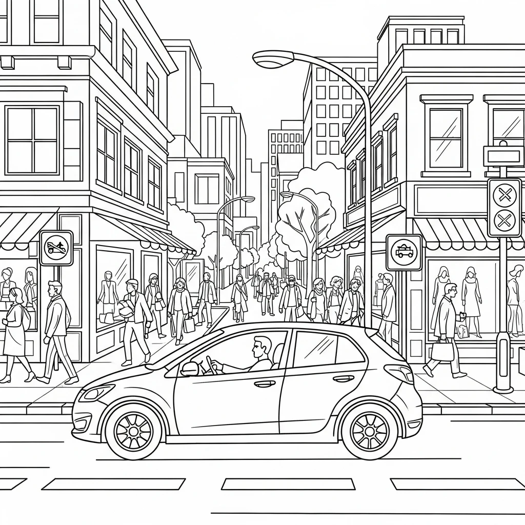 Coloriage Voiture de Ville à Imprimer