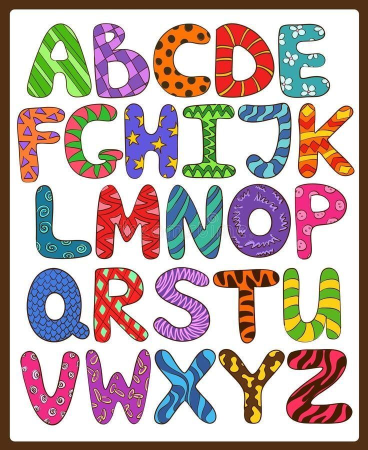 Alfabeto Colorido para imprimir com letras estilizadas e vibrantes