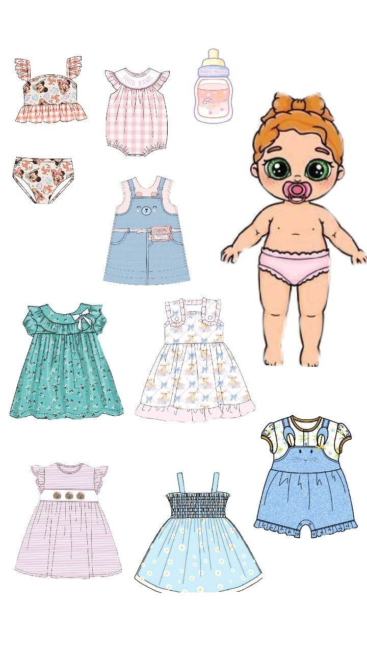 Bebê de Papel para imprimir com Roupas Coloridas e Acessórios
