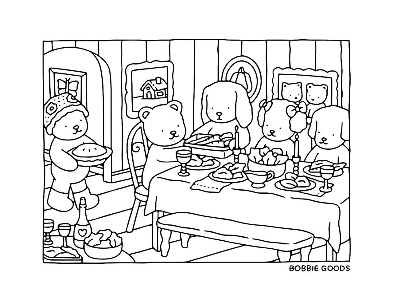 Bobbie Goods para imprimir jantar encantador entre ursos