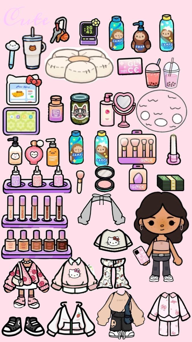 Bonecas Toca Life World para imprimir com acessórios coloridos