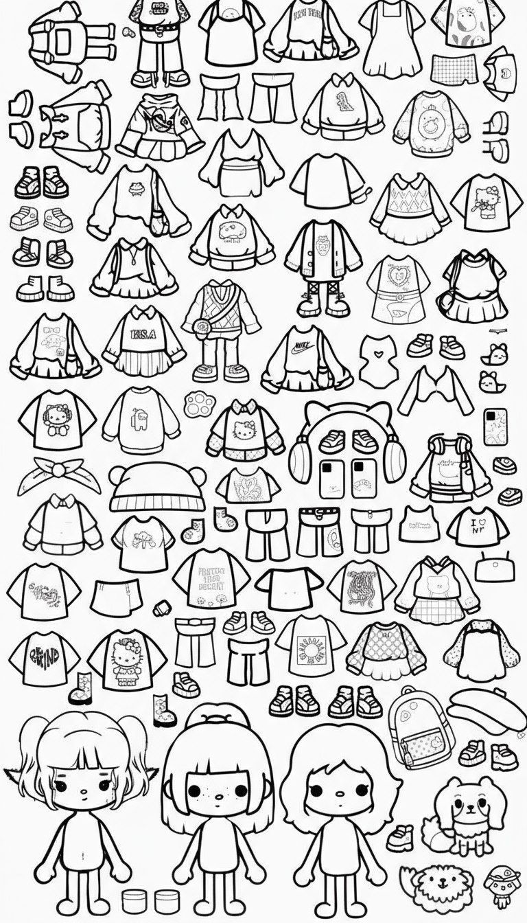 Bonecas Toca Life World para Imprimir e Colorir