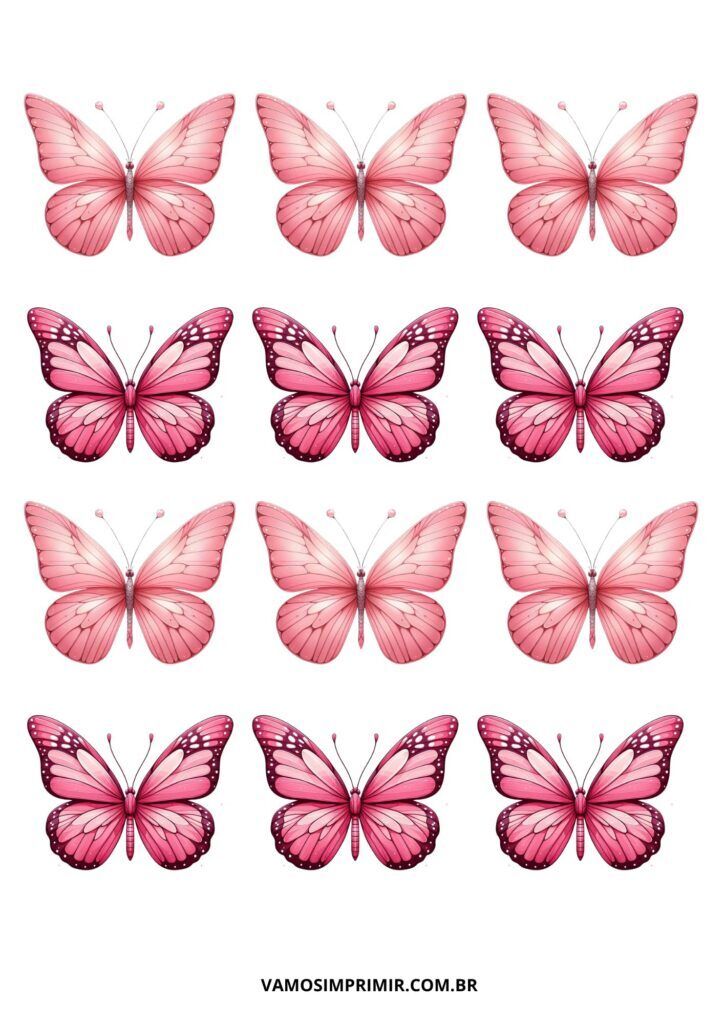 Borboletas Rosa para Imprimir e Decorar com Estilo