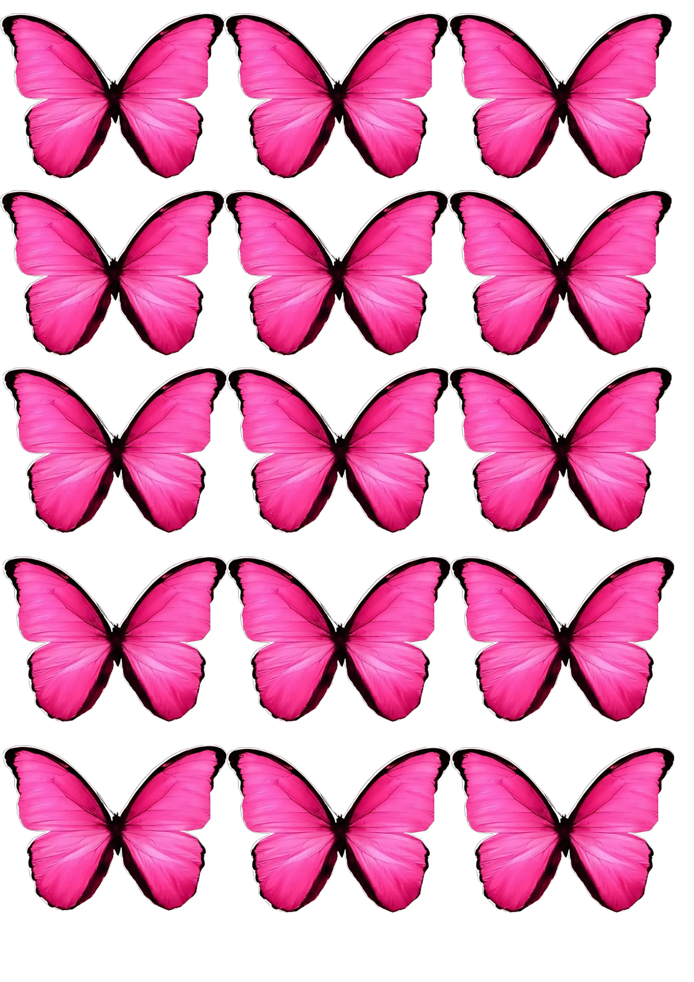 Borboletas Rosa para Imprimir e Recortar com Contornos Negros