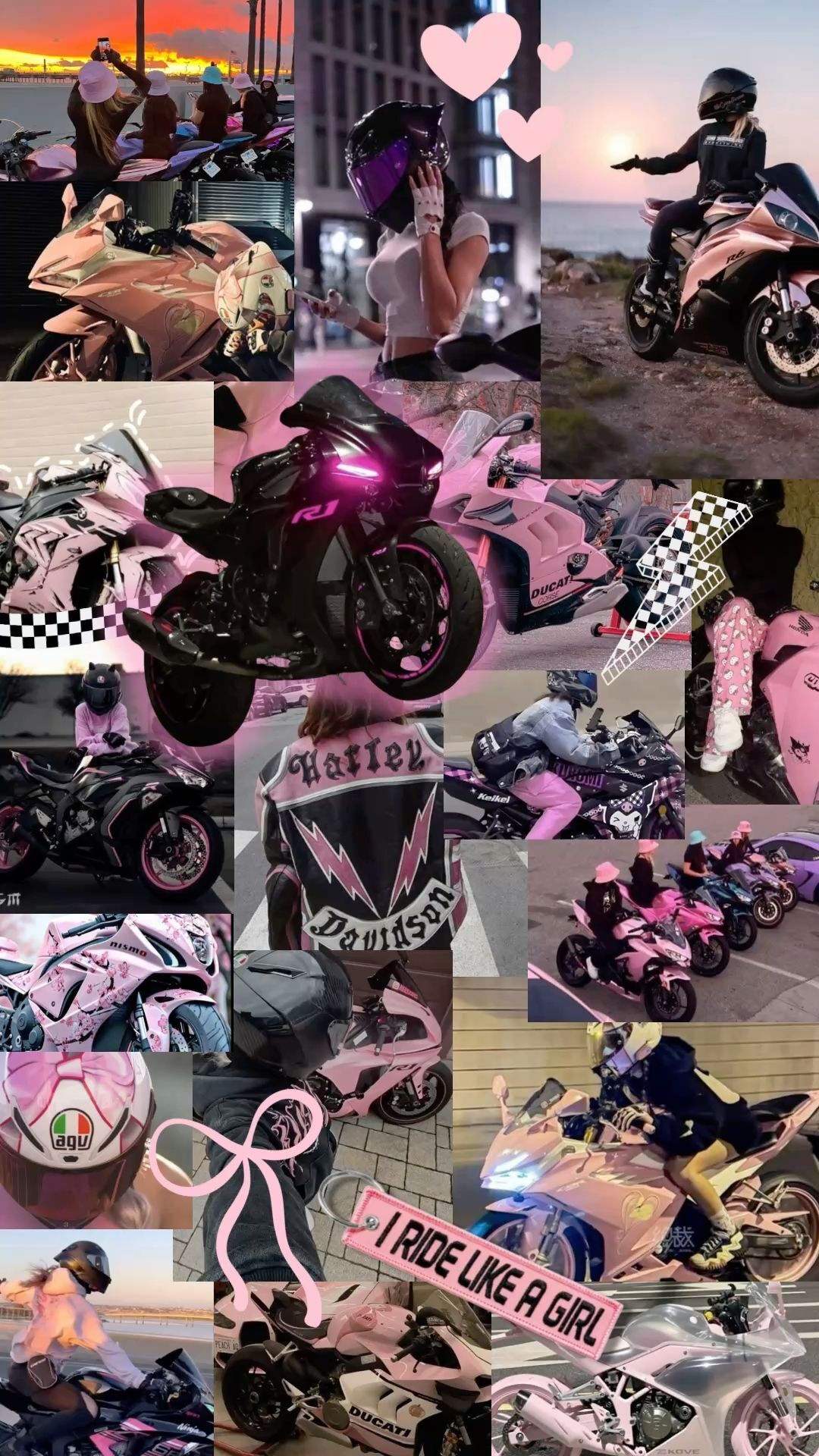 Colagem de Motos Rosa para Celular Feminino