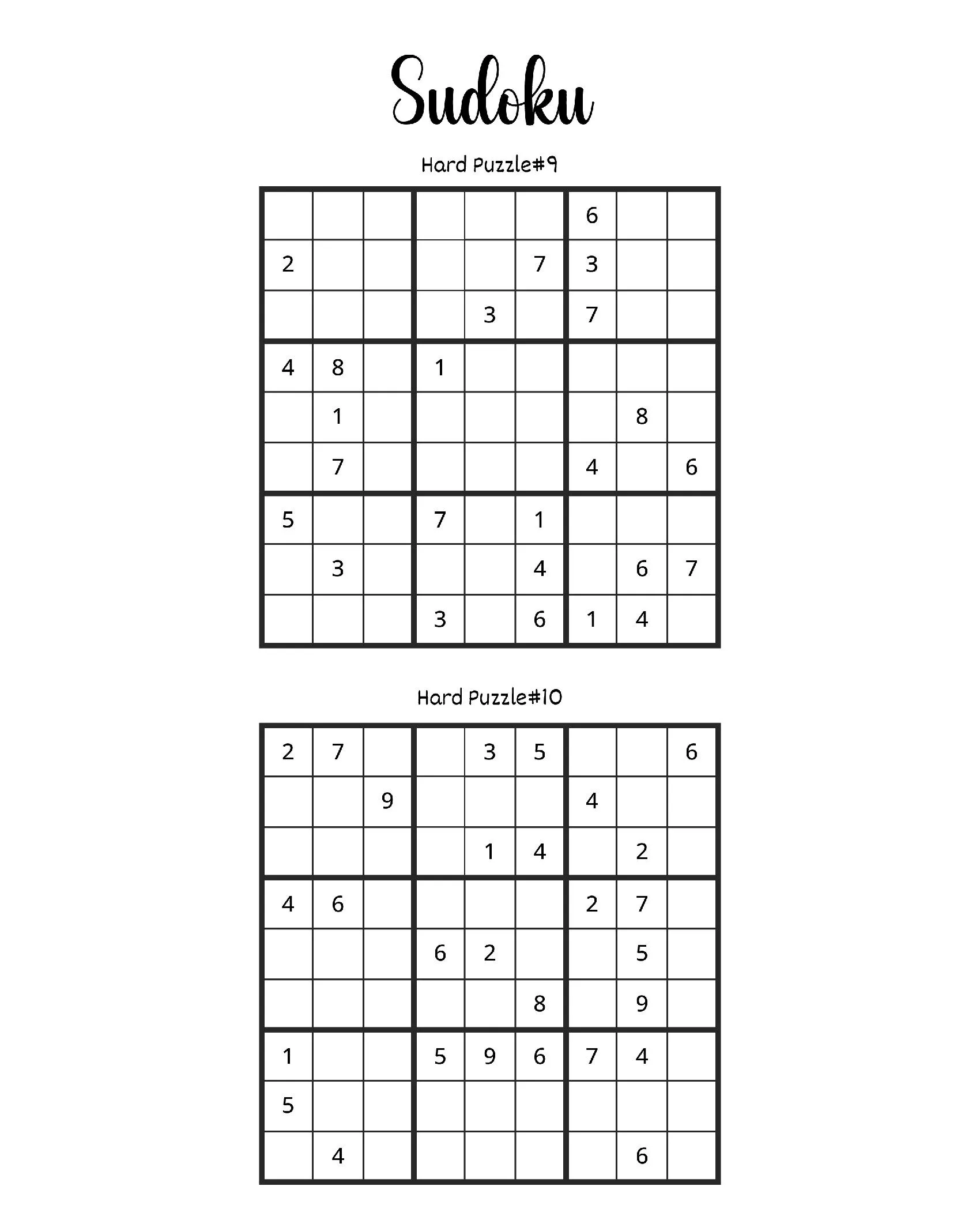 Desafios de Sudoku para imprimir: Quebra-cabeças Difíceis