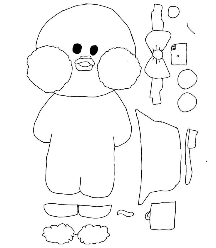 Desenho de Pato Estilizado para Imprimir e Montar