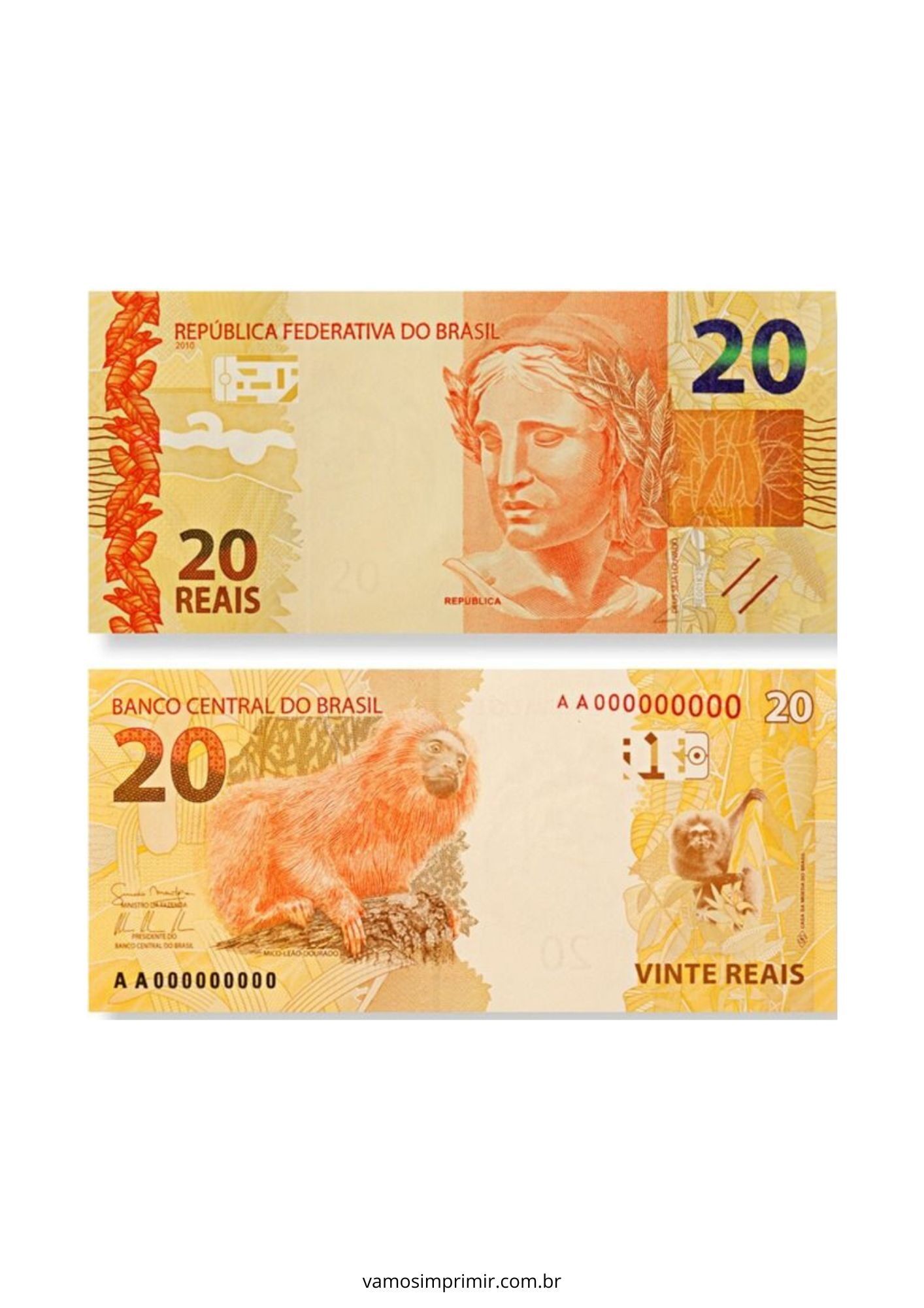 Dinheiro de Brinquedo: Notas de 20 Reais para Imprimir