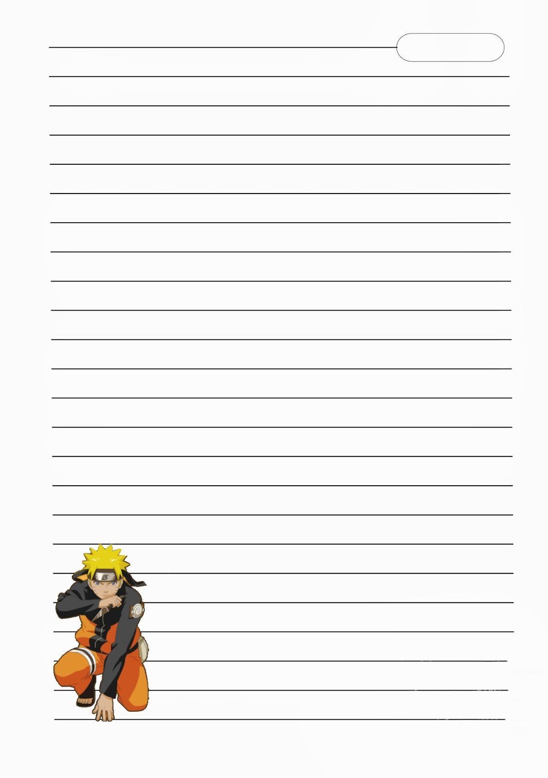 Folha de Papel Pautado com Anime para Impressão A4