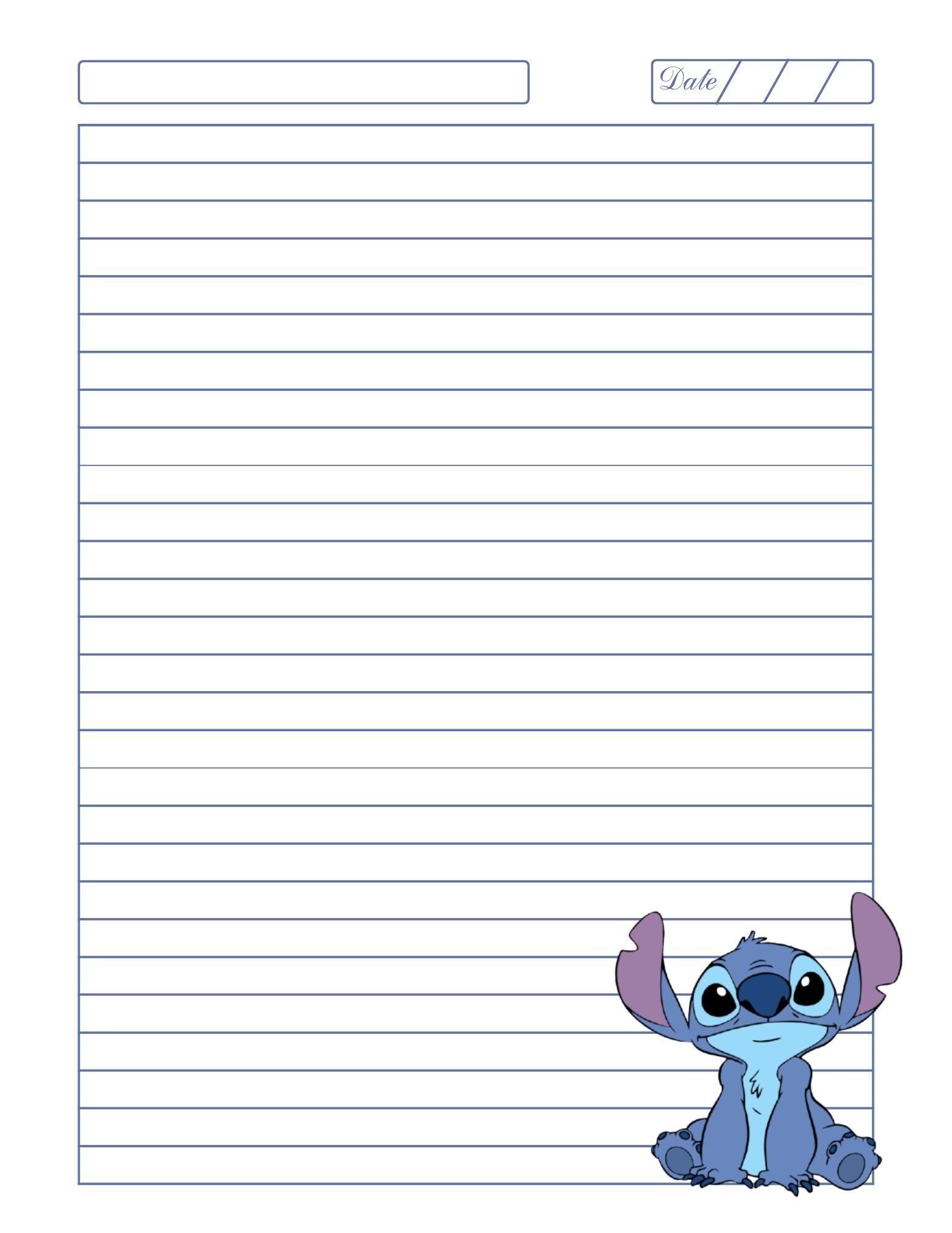 Folhas de Caderno para Impressão com Personagem Azul Divertido