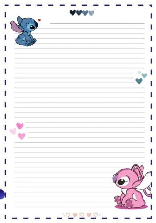 Folhas de Caderno para Impressão Decoradas com Personagens Coloridos