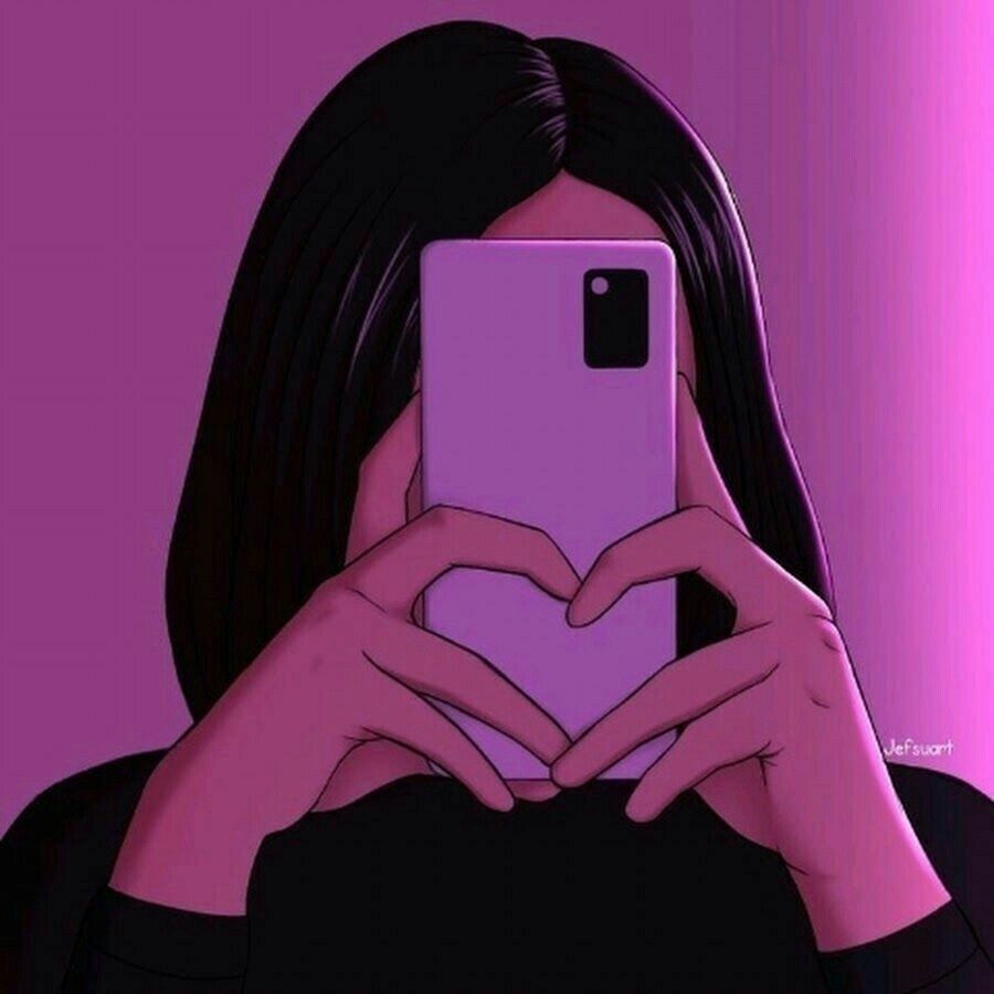 Foto de Perfil Feminino com Mulher e Celular Estilizado
