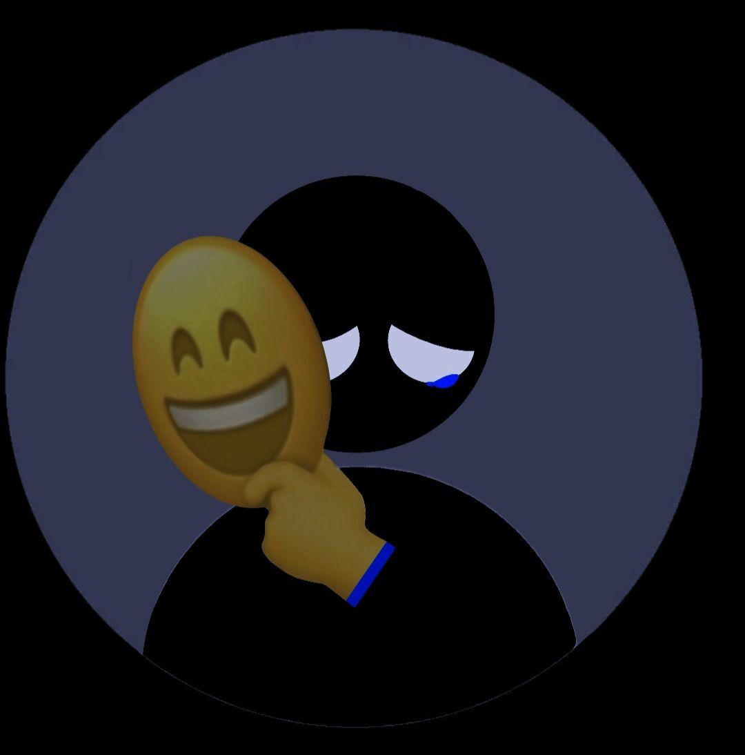 Foto Triste para Perfil com Máscara Sorridente