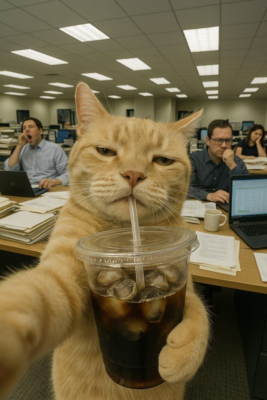 Gato Laranja com Copo Engraçado para Perfil