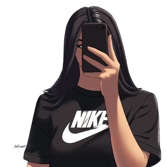Ilustração de Mulher com Celular para Foto de Perfil Feminino