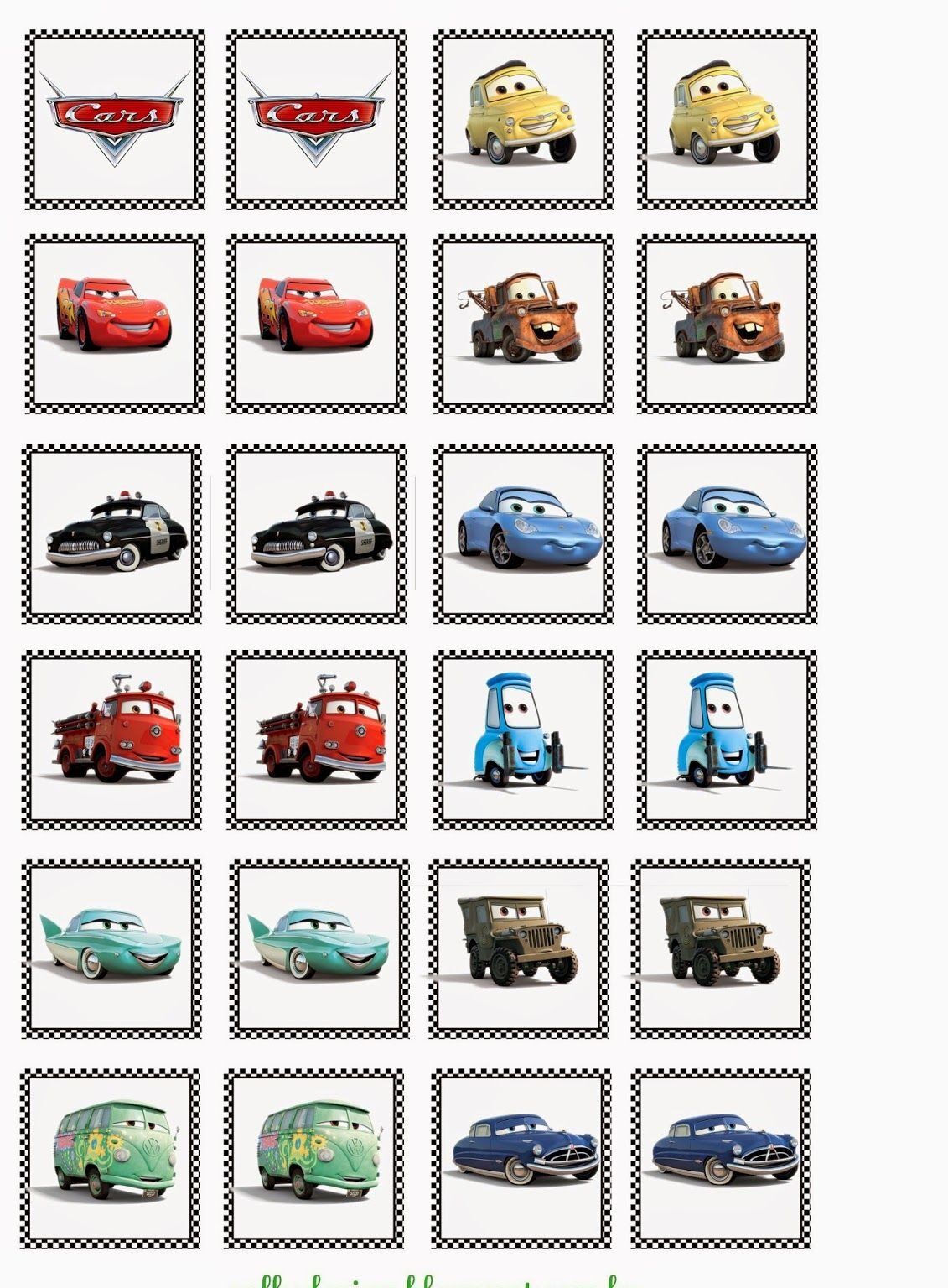 Jogo da Memória dos Carros para Imprimir e Divertir